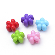Opaque Acrylic European Beads, Large Hole, Flower, Mixed Color, 16.5x12mm, Hole: 5mm, about 338pcs/500g(SACR-Q190-26)