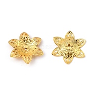 6-Petal Iron Bead Caps, Flower, Golden, 30.5x26.5x3.5mm, Hole: 2mm(IFIN-WH0070-07G)