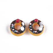 Resin Cabochons, Donut, Imitation Food, Coconut Brown, 14x8mm(CRES-T010-07A)
