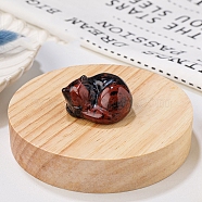 Natural Mahogany Obsidian Display Decorations, Reiki Energy Stone Figurine, Sleeping Cat, 33.5x39x23.5mm(DJEW-PW0009-009G)