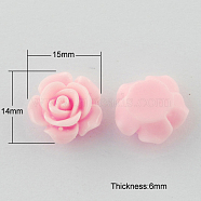 Resin Cabochons, Flower, Pearl Pink, 14x15x6mm(X-CRES-B2026-A118)