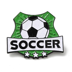 Football Enamel Pins, Black Alloy Badge for Men Women, Green, 26x29.5x1.3mm(JEWB-K018-03B-EB)