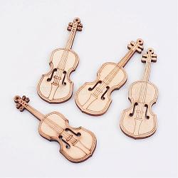 Undyed Wooden Pendant, Violin, Antique White, 73.5x27x4mm, Hole: 1mm(WOOD-K005-11)