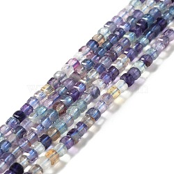 Natural Fluorite Beads Strands, Faceted, Cube, 3x3x3mm, Hole: 0.6mm, about 135pcs/strand, 15.35''(39cm)(G-D467-A03)