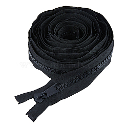 Resin with Polyester Zipper, with Alloy Zipper Head, for Clothing Accessories, Black, 4x1.85cm, 5m/pc(DIY-WH0419-87B)