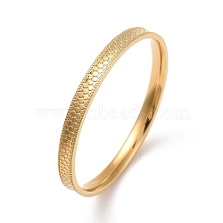 Ion Plating(IP) 304 Stainless Steel Bangles with Dragon Scales Pattern, Real 18K Gold Plated, 1/4 inch(0.6cm), Inner Diameter: 2-1/4 inch(5.58cm)(BJEW-C056-01A-G)