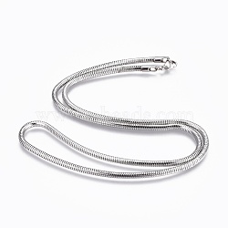 304 Stainless Steel Snake Chain Necklaces, with 304 Stainless Steel Clasps, Stainless Steel Color, 20.3 inch(51.5cm), 2.5mm(X-NJEW-F248-01C-P)