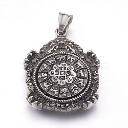 304 Stainless Steel Rotatable Pendants, Lion, Antique Silver, 40.5x31.5x6mm, Hole: 5x9mm(STAS-E454-01AS)
