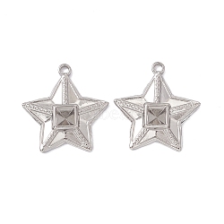 Non-Tarnish 304 Stainless Steel Pendants, Star Charms, Stainless Steel Color, 26x25x4.5mm, Hole: 2.5mm, inner diameter: 5x5mm(STAS-K242-12P)