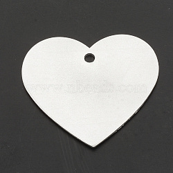 Aluminium Pendants, Laser Cut Pendants, Heart, Stamping Blank Tag, Silver, 46.5x50.5x1.5mm, Hole: 4mm(ALUM-N001-08A)
