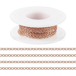 Brass Cable Chains, with Spool, Soldered, Rose Gold, 2x2x0.3mm, about 16.40 Feet(5m)/Roll(CHC-TA0001-09RG)