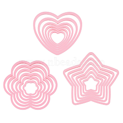 3 Sets 3 Style Plastic Mold, Cookie Cutters, Cookies Moulds, DIY Biscuit Baking Tool, Heart/Star/Flower, Mixed Shapes, 33~131x36.5~135x13mm, Inner Diameter: 25~122x27~127mm, 6pcs/set, 1 set/style(DIY-FH0006-06)