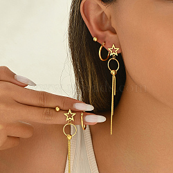 Stainless Steel Star Tassel Earrings Sets, Golden, 90x12mm(OV1980-2)