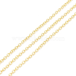 Brass Cable Chains, Long-Lasting Plated, with Spool, Cadmium Free & Lead Free, Soldered, Real 18K Gold Plated, 2x1.5x0.2mm, about 32.8 Feet(10m)/roll(CHC-D030-10G-RS)