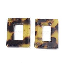Cellulose Acetate(Resin) Pendants, Tortoiseshell Pattern, Rectangle Ring, Goldenrod, 32x21x2.5mm, Hole: 1.5mm(X-KY-Q044-A301)