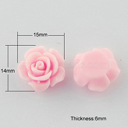 Resin Cabochons, Flower, Pearl Pink, 14x15x6mm(X-CRES-B2026-A118)