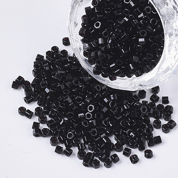 8/0 Two Cut Glass Seed Beads, Hexagon, Opaque Colours, Black, 2.5~3x2.5mm, Hole: 0.9mm, about 15000pcs/bag