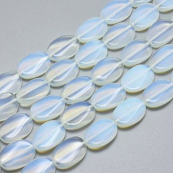Opalite Beads Strands, Oval, 18x13x4.5mm, Hole: 1mm, about 22pcs/strand, 15.3 inch(39cm)