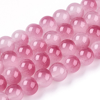 Baking Painted Imitation Jade Glass Round Bead Strands, Two Tone, Pale Violet Red, 6~6.5mm, Hole: 1mm, about 138~141pcs/strand, 30.71~31.10 inch(78~79cm)