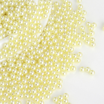 Imitation Pearl Acrylic Beads, No Hole, Round, Light Khaki, 7mm, about 2000pcs/bag