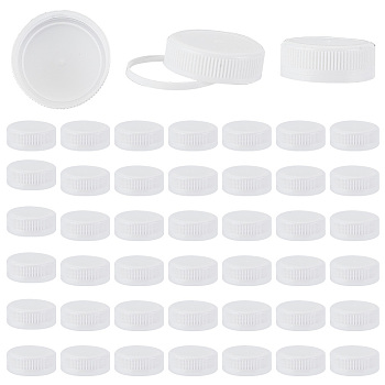 Plastic Screw-On Caps, Bottle Jug Storage Cap Lids, Flat Round, White, 40x15mm, Inner Diameter: 38mm