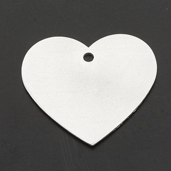 Aluminium Pendants, Laser Cut Pendants, Heart, Stamping Blank Tag, Silver, 46.5x50.5x1.5mm, Hole: 4mm