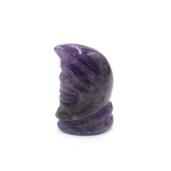 Natural Amethyst Moon with Human Face Figurines Statues for Home Office Desktop Decoration, 15x24x37mm