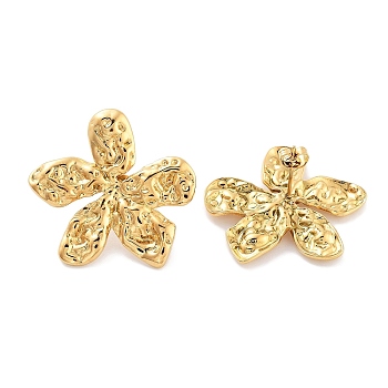 304 Stainless Steel Stud Earrings, Flower, for Women, Golden, 28x30mm