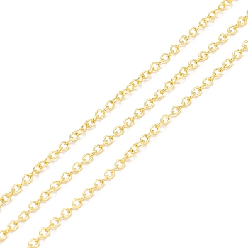 Brass Cable Chains, Long-Lasting Plated, with Spool, Cadmium Free & Lead Free, Soldered, Real 18K Gold Plated, 2x1.5x0.2mm, about 32.8 Feet(10m)/roll