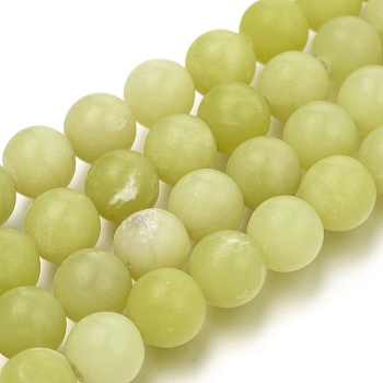 Natural Lemon Jade Round Beads Strands, Frosted, Round, 10mm, Hole: 1mm, about 38pcs/strand, 14.9 inch