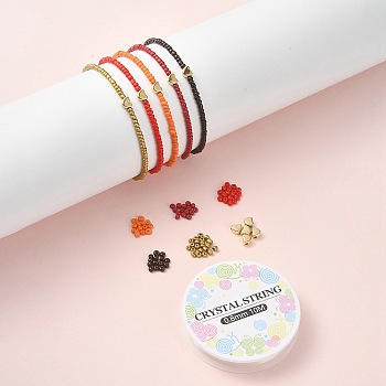 DIY Bracelet Making Kit, Including Glass Seed & Heart CCB Plastic Beads, Elastic Thread, Red, 442Pcs/set