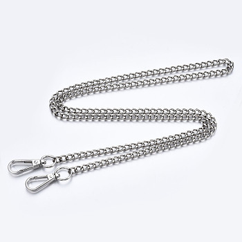 Bag Chains Straps, Iron Curb Link Chains, with Alloy Swivel Clasps, for Bag Replacement Accessories, Platinum, 1190x7mm