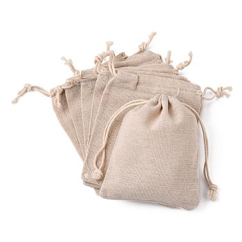 Cotton Packing Pouches Drawstring Bags, Wheat, 14x11cm