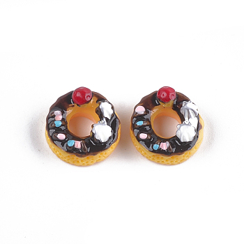 Resin Cabochons, Donut, Imitation Food, Coconut Brown, 14x8mm