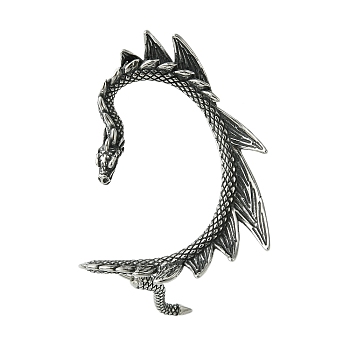 316 Surgical Stainless Steel Cuff Earrings, Right, Dragon, 55x43mm