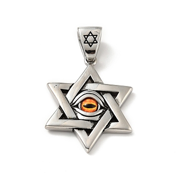 304 Stainless Steel Pendants, Star of David, Stainless Steel Color, 42x32x4mm, Hole: 11x6mm