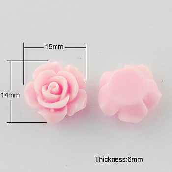 Resin Cabochons, Flower, Pearl Pink, 14x15x6mm