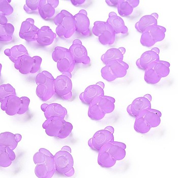 Transparent Acrylic Beads, Frosted, Bear, Dark Orchid, 18.5x15.5x11mm, Hole: 2.5mm, about 330pcs/500g