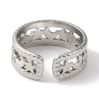 304 Stainless Steel Open Cuff Ring for Women(RJEW-F166-13P-01)-3