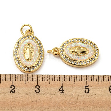 Brass Micro Pave Cubic Zirconia with Synthetic Opal Pendants(KK-D096-03A-02)-3