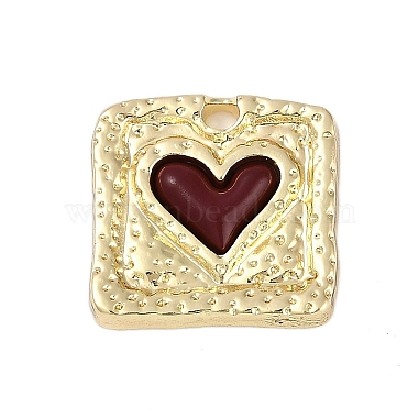 Golden Dark Red Square Alloy+Enamel Pendants