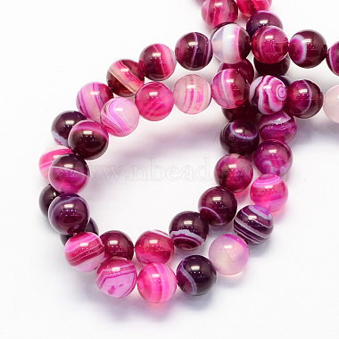Round Natural Striped Agate/Banded Agate Stone Beads Strands(X-G-S118-8mm-02)-2