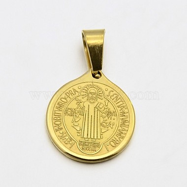 Golden Flat Round Stainless Steel Charms