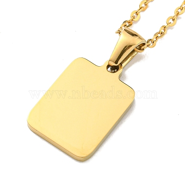 Ion Plating(IP) Rectangle with Initial Letter 304 Stainless Steel Pendant Necklace(NJEW-R265-04G-I)-2