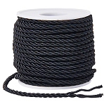 20M 3-Ply Polyester Twisted Cord, Milan Cord for Home Decoration, Upholstery, Curtain Tieback, Black, 3mm(OCOR-SP0001-22B-05)