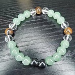 Round Natural Tiger Eye & Synthetic Non-magnetic Hematite & Glass Beads Stretch Bracelets for Girl Women, 5-7/8~7-7/8 inch(15~20cm)(FS-WGE0C43-04)