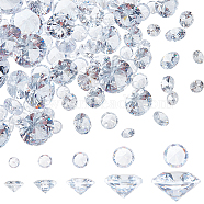 Elite 150Pcs 5 Style Cubic Zirconia Pointed Back Charms, Faceted, Flat Round Charm, Clear, 4~10mm, Hole: 1mm, 30pcs/style(ZIRC-PH0001-35)