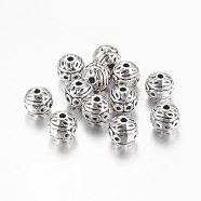 Alloy Beads, Lead Free & Nickel Free & Cadmium Free, Round, Antique Silver, 8mm, Hole: 1mm(PALLOY-101-AS-NR)