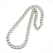 304 Stainless Steel Curb Chain/Twisted Chain Necklaces, with Lobster Claw Clasps, Stainless Steel Color, 23 inch~25 inch(58.4~63.5cm), 12mm(STAS-A028-N127P)