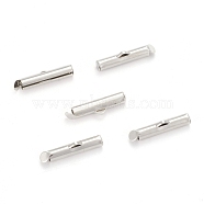 Iron Slide On End Clasp Tubes, Cadmium Free & Lead Free, Slider End Caps, Platinum, 5.5x20x4mm, Hole: 1mm, 3.2mm Inner Diameter(IFIN-R212-2.0cm-P)